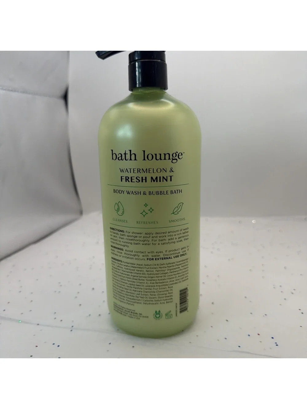Bath Lounge Watermelon & Fresh Mint Body Wash Bubble Bath 32 fl oz New 2-in-1